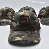 Mesh Back A Frame Hat - Camo Hat with Brown logo