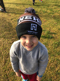 Brown and Black Pom Pom Beanie