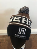 Brown and Black Pom Pom Beanie