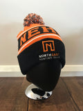 Orange and Black Pom Pom Beanie